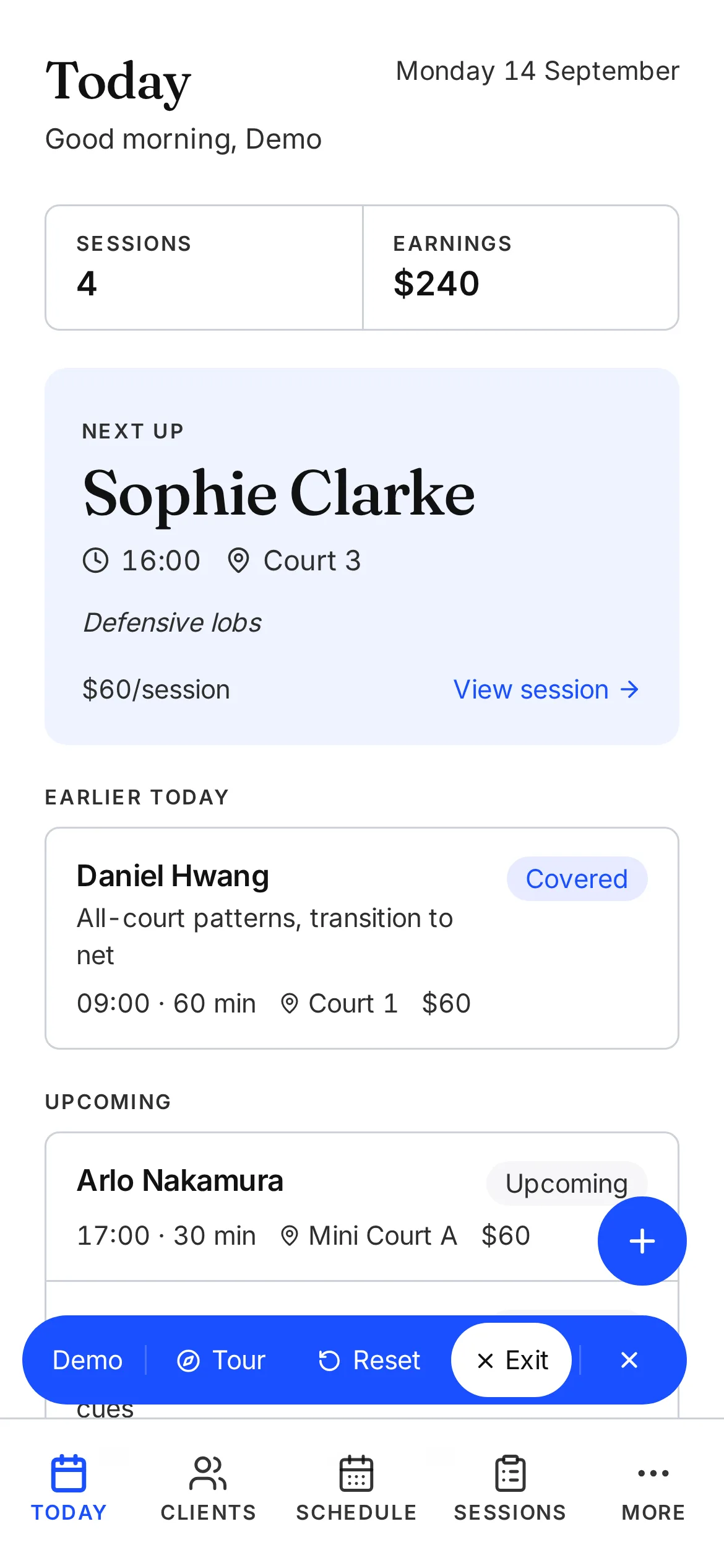 Another Session showing the day’s sessions on a desktop and phone