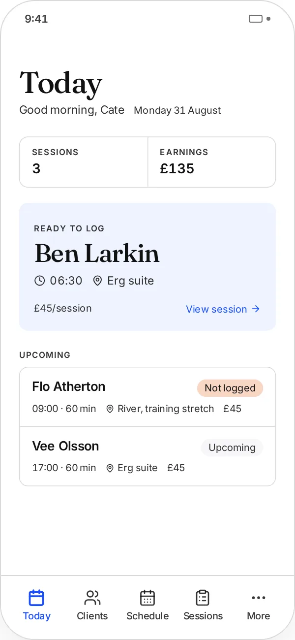 Another Session showing a rowing coache’s day on a laptop and a phone