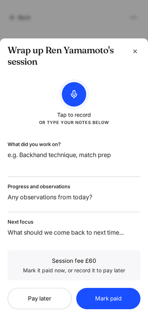 Wrapping up a session in Another Session by dictating a short note