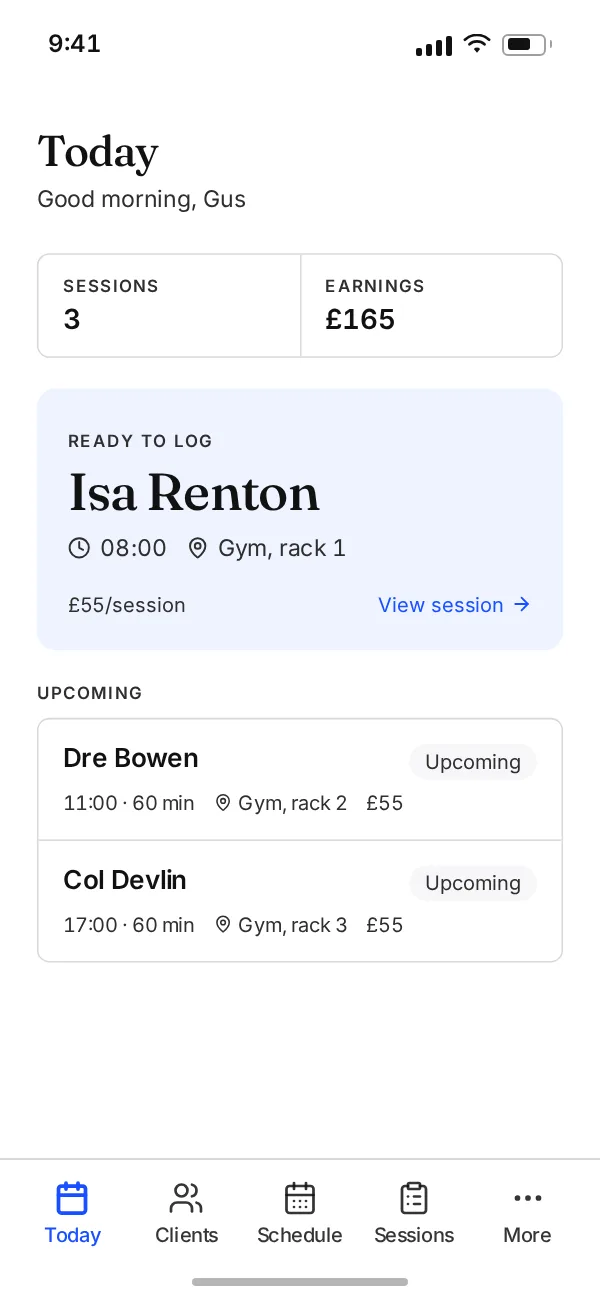 Another Session showing a strength coache’s day on a laptop and a phone