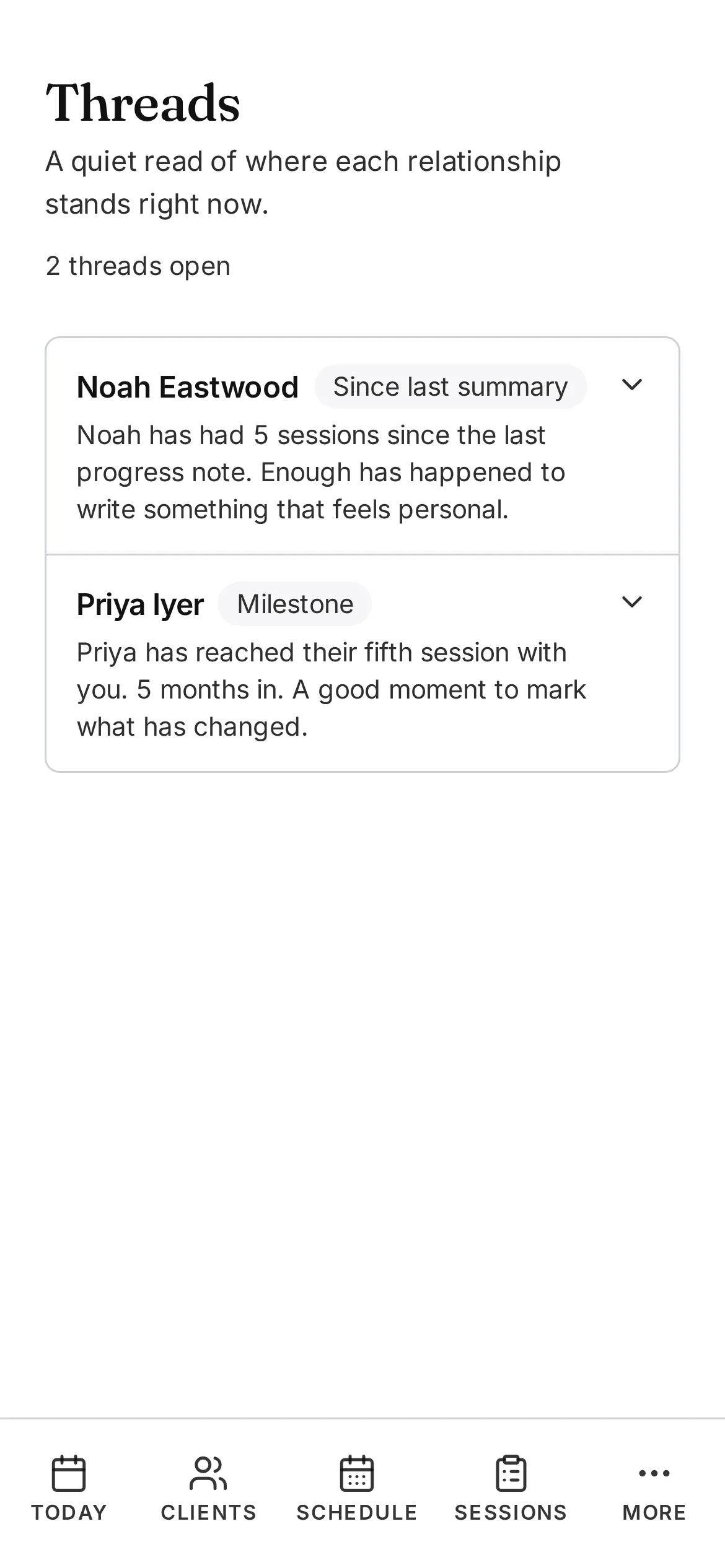 Threads in Another Session, following a theme across sessions