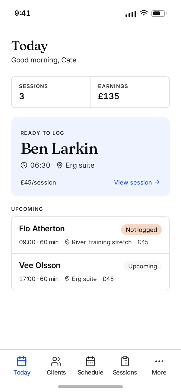 Another Session showing a rowing coache’s day on a laptop and a phone