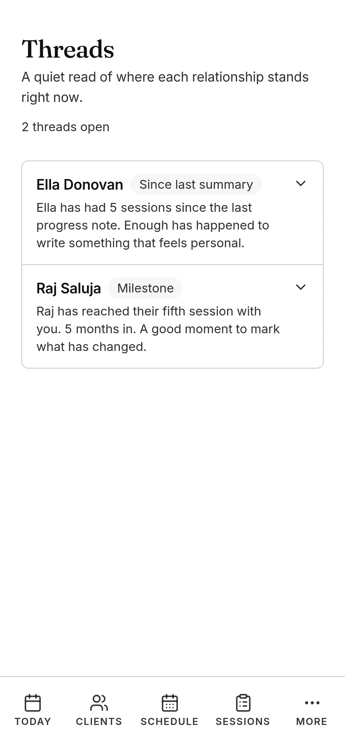 Threads in Another Session, holding longer-running work between sessions