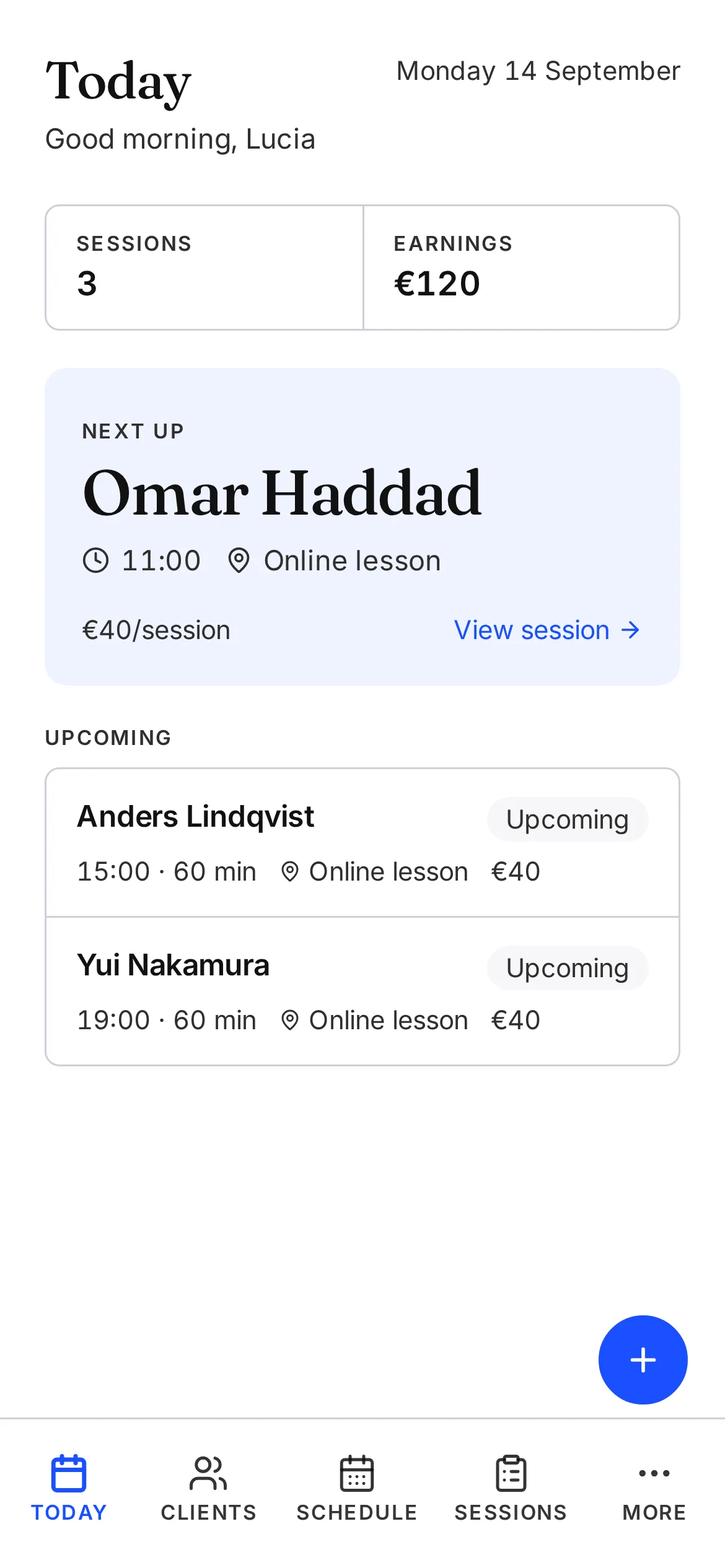 Another Session showing a language tutor’s day on a laptop and a phone