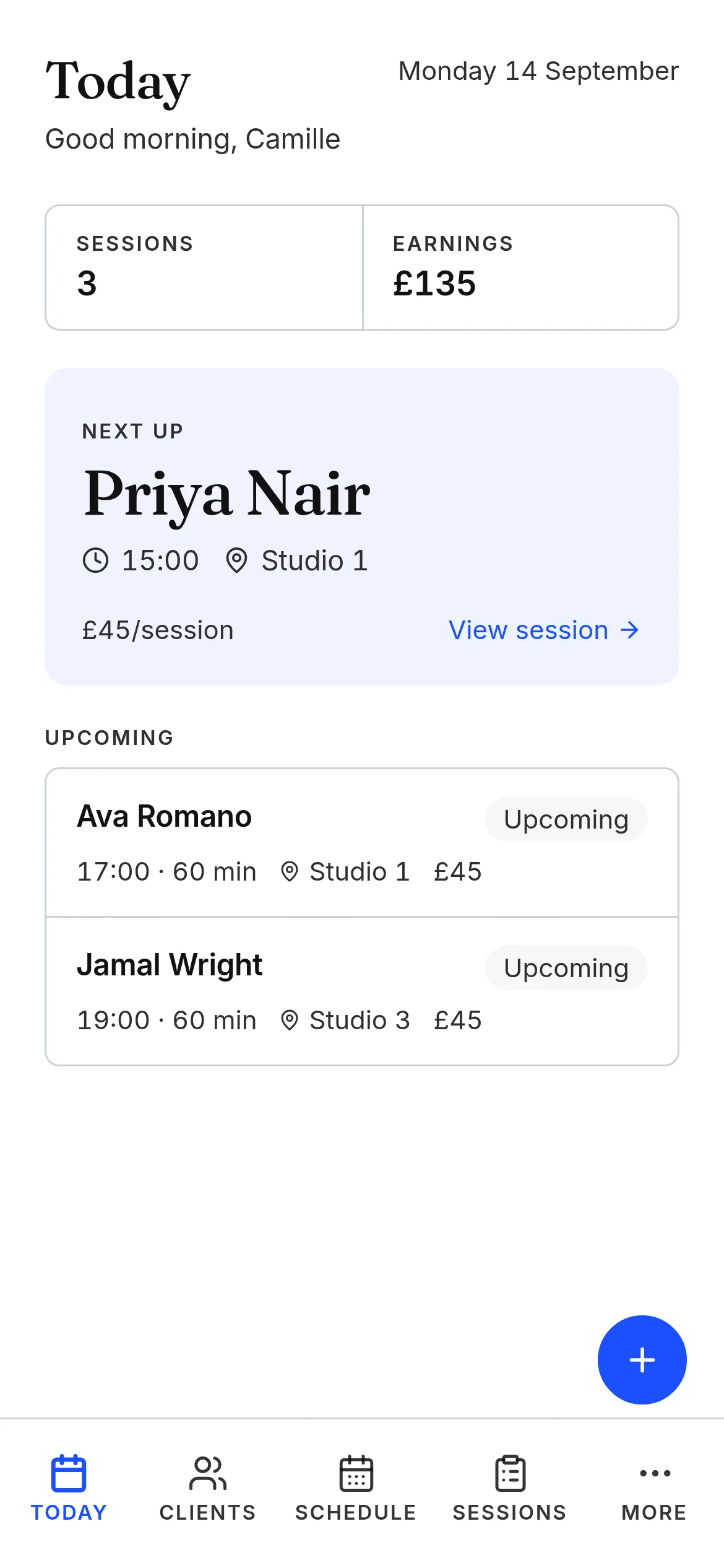 Another Session showing a dance teacher’s day on a laptop and a phone