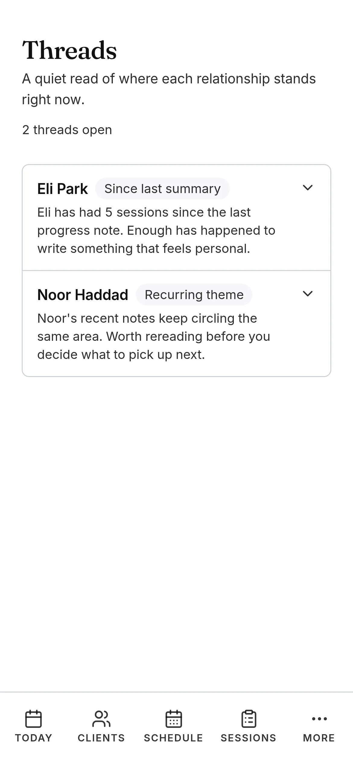 Threads in Another Session, following a piece or exam goal across lessons