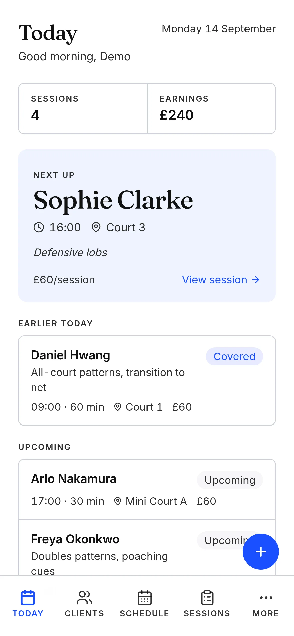 The Today view in Another Session on a phone